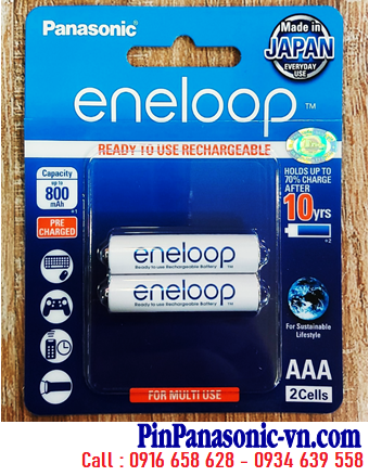 Panasonic Eneloop BK-4MCCE/2B, Pin sạc AAA 800mAh 1.2v Eneloop BK-4MCCE/2B chính hãng, Xuất xứ NHẬT (Vỉ 2viên)